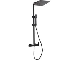 Coluna de Duche Monocomando Manzo Preto Mate 25 Cm X 25 Cm VALAZ