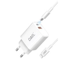 Carregador Rápido Usb-C Lightning DAEL Branco