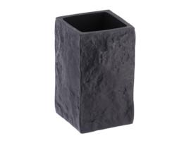 Vaso De Poliresina Efecto Piedra Negro TENDANCE
