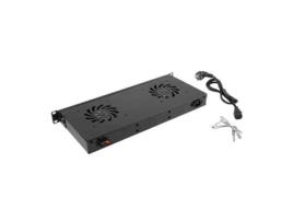 Panel Ventilacion  LCD 2 Ventiladores Termostato 230V 1U Rack 19 Negro