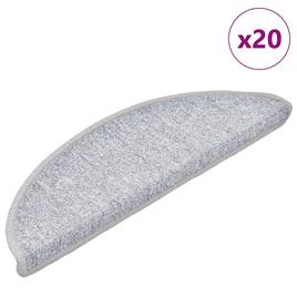 vidaXL Tapetes de escada 20 pcs 56x17x3 cm cinzento-claro