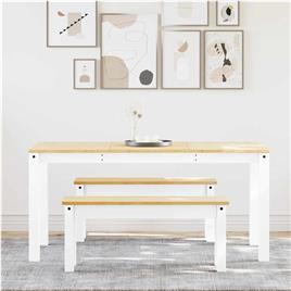 vidaXL 3 pcs conjunto de jantar Panama madeira pinho maciça branco