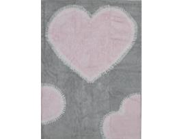 Tapete ARATEXTIL Grande Coração (Algodão - Cinzento - Rosa - 120x160cm)