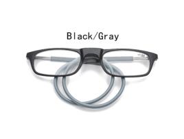 Óculos de Leitura AIDUOL Tr de absorção magnética Óculos de Leitura AIDUOL funky, preto cinza (Ampliação 2,0)
