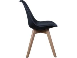 Cadeira Escandinava com Assento Acolchoado Conjunto de 2 Preta THE CONCEPT FACTORY