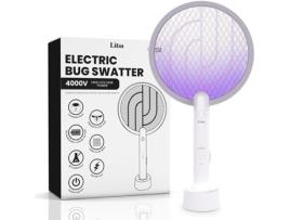 LIBA mata-moscas elétrico 2 em 1 USB recarregável mata-mosquitos elétricos 4000V interno e externo mata-mosquitos com 5 camadas de malha de segurança