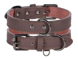 RLBSL 1 Coleira Pequena de Couro Genuíno de Alta Qualidade Ajustável Resistente e Macia Tamanho S 26-34 Cm Marrom