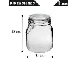 6 Frascos de Vidro Herméticos de 1 Litro com Etiquetas E-Book com 102 Receitas Frascos para Conservas Geleia Conservas Fermentação MUNDOTARROS