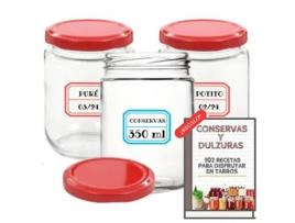 12 Frascos de Vidro de 350 Ml com Tampas E-Book com 102 Receitas para Conservas Frascos com Tampa de Rosca para Alimentos Caseiros MUNDOTARROS