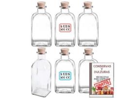 Conjunto de 12 Frascos de Vidro de 500 Ml com Rolha de Cortiça Frascos Quadrados Herméticos Recarregáveis e Reutilizáveis MUNDOTARROS