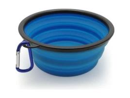 Tigela de Silicone Dobrável Azul para Cães IGADGITZ Tigela de Água para Viagem Comida de Água