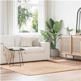vidaXL Tapete shaggy de pelo alto 160x160 cm poliéster bege