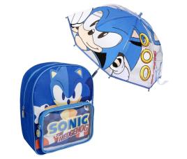 Conjunto de mochila infantil sonic + guarda-chuva bolha estampado combinando