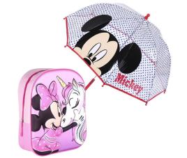 Conjunto de mochila infantil minnie 3d da disney + guarda-chuva do mickey mouse