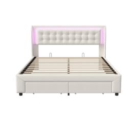 Cama de casal com led armazenamento hidráulico e cabeceira 185x203