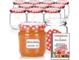 12 Frascos de Vidro de 250 Ml com Tampa de Rosca Hermética de Metal Frascos para Papinhas Conservas Sobremesas Geleia Iogurte Molhos MUNDOTARROS