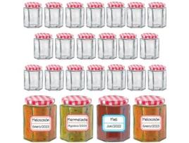 24 Frascos Pequenos de Vidro Hexagonais com Tampa Hermética de 95 Ml Potezinhos para Mel Geleia Frascos Pequenos MUNDOTARROS