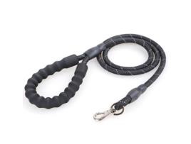 Coleira de Cachorro para Animais Pequenos e Grandes Corda Redonda de 145 * 1 3 Cm de Nylon Reflexivo Preto ALLTHEMEN