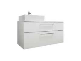 Lavatórios de Bancada em Cerâmica BURGBAD Eqio Incluindo Móvel com 4 Gavetas Largura 1400 Mm Sgur140 Cor: Carvalho Decoração Flanelle / Carvalho