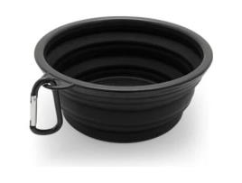 Tigela de Silicone Preta Dobrável para Cães IGADGITZ Tigela de Água para Viagem Comida de Água