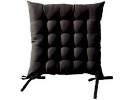 Almofada para Cadeira Acolchoada de 16 Pontas em Algodão e Gravata Preto 38 X 38 X 3 Cm IDEKO