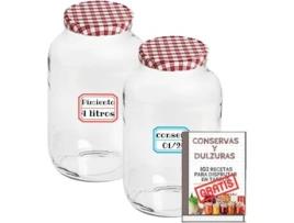 2 Frascos de Vidro de 4 Litros com Tampas de Metal Potes Grandes de 4000 Ml para Conservas Picles Alimentos Caseiros Frascos de 4 Litros MUNDOTARROS