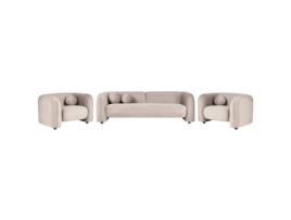 Conjunto de sala de estar de design clássico BELIANI Leiren de Veludo Creme 224x83x73