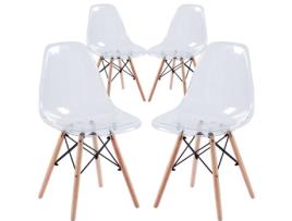 WEHOME Conjunto de 4 Cadeiras de Design Transparente Betty
