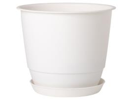 Vaso de flores ao ar livre de Joy, jarra redonda, cor branca - Ø48.8 x H.40,6 cm - 49,8 litros - vaso de plástico reciclado - poético