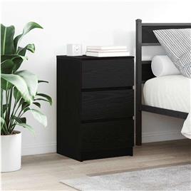 vidaXL Mesa de cabeceira com 3 gavetas 39x35x65 cm preto