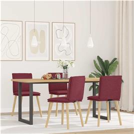 vidaXL Cadeiras de jantar 4 pcs tecido vermelho tinto