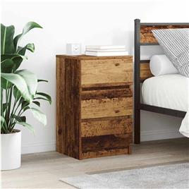 vidaXL Mesas de cabeceira 3 gavetas 2 pcs 39x35x65cm madeira velha