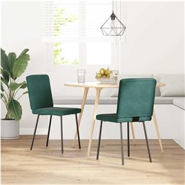 vidaXL Cadeiras de jantar 2 pcs veludo verde-escuro