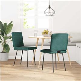 vidaXL Cadeiras de jantar 2 pcs veludo verde-escuro