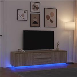 vidaXL Móvel de TV com luzes LED 193,5x41x50 cm carvalho sonoma