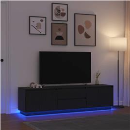 vidaXL Móvel de TV com luzes LED 193,5x41x50 cm carvalho preto