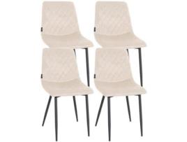 Conjunto de 4 cadeiras Telde veludo creme CLP