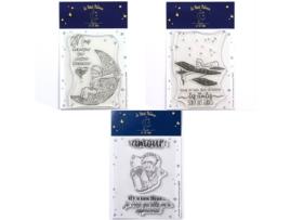 Carimbos LOVE IN THE MOON O Pequeno Princípe e a Lua + Seu Avião + Flor