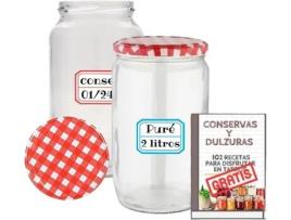 6 Frascos de Vidro de 2 Litros com Tampas de Metal Frascos Grandes para Conservas Conservas em Vinagre Alimentos Caseiros Inclui Etiquetas MUNDOTARROS