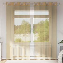 vidaXL Cortinas de voile com ilhós 2 pcs areia