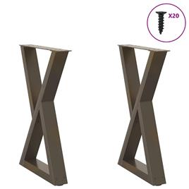 vidaXL Mesa de jantar pernas 2 pcs 60x(72-73,3) cm aço natural
