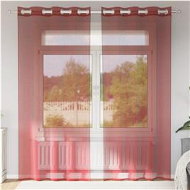 vidaXL Cortinas de voile com ilhós 2 pcs vermelho tinto