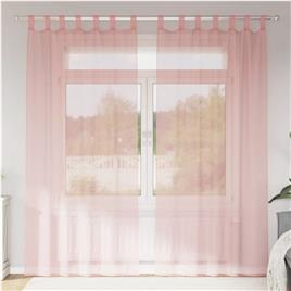vidaXL Cortinas de voile com bolsos para varão 2 pcs rosa