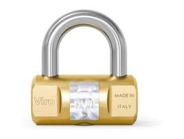 Cadeado cilíndrico - VIRO - 104 - Corpo em latão - Chaveado - 70 mm - Europeu