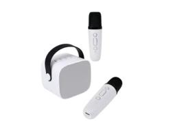 PARTY Altifalante Bluetooth 5.1 com 2 microfones de karaoke sem fios Modelo Party Btmic 15W Branco