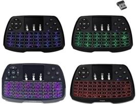 Mini Teclado Wireless Azerty Wireless 2.4Ghz Touchpad Recarregável Por Bateria Cores Retroiluminadas para Smarttv Pc Mini Pc Mac R OVEGNA A4