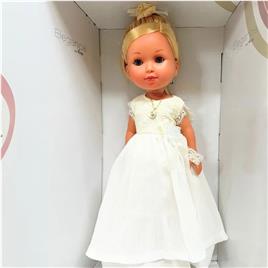 Boneca de comunhão loira com laço branco 60294 ARIAS