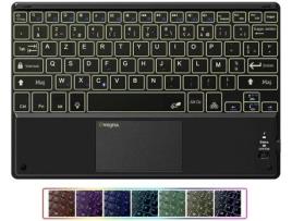 Teclado Ultrafino Bluetooth 3.0 Azerty Retroiluminação Led 7 Cores Touchpad Bateria de Lítio para Smartphone Smarttv e Tablet Co OVEGNA Bt14