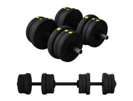 Conjunto de Discos Aço Plástico Cor Preto e Verde 105X20X20 Cm SPORTNOW