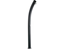 Chuveiro Arkema Jolly Preto, ideal para jardim, tubo único, água quente, altura 226cm, estrutura de alumínio.